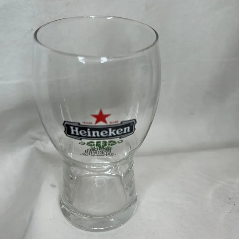 Heineken Beer Glass Experience Amsterdam 12 Oz 5 1/4 Tall 2 1/2 Round Green Red